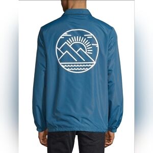 Grand Portage Blue Coach Jacket Spread Collar Lighweight Windbreaker